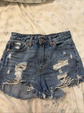 Just USA Distressed Light Blue Denim Shorts